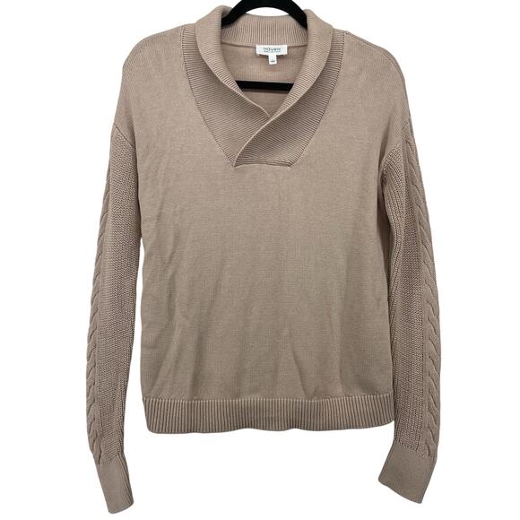 Haven Well Within Size Small Neutral Pullover Sweater V-Neck Cotton Cashmere - Picture 1 of 5